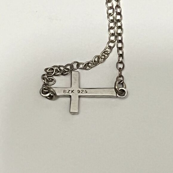 Sideways Cross 925 Silver CZ Lisa Lorna Faith Religious Hope Christian Catholic - Picture 6 of 8